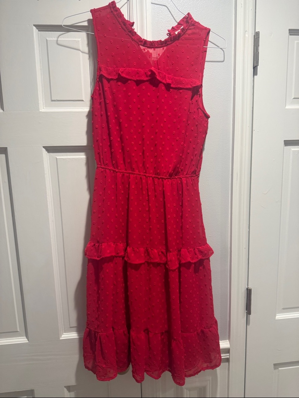 Red Ruffled Tiered Sleeveless Dress